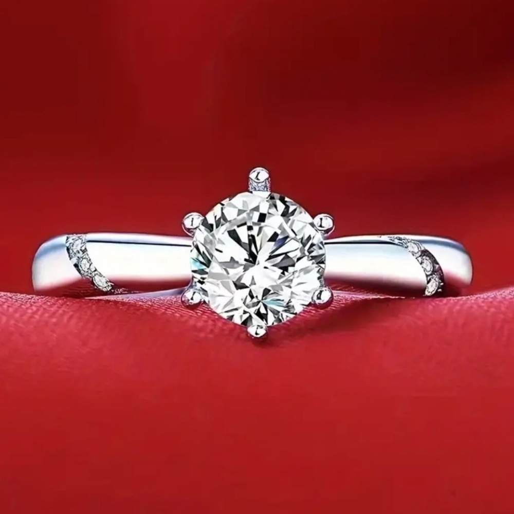 925 Sterling Silver 1 Ct Moissanite Ring